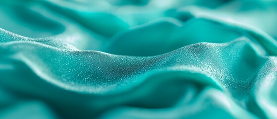 Wall Mural -  A tight shot of a soft, blue fabric with water droplets, appearing slightly blurred and wet