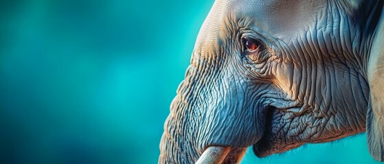  A close-up of an elephant's face with curled tusks