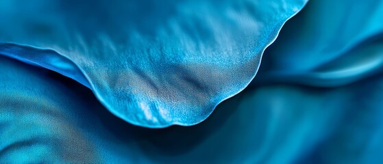 Wall Mural -  A tight shot of a blue fabric's bulging center, where it forms an expansive crease atop