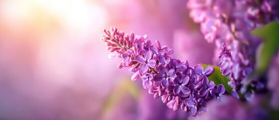 Wall Mural -  A tight shot of numerous purple blooms against a softly blurred foreground of similar flowers