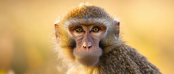 Canvas Print -  A close-up of a monkey's face with a blurred background