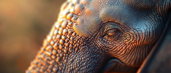 Wall Mural -  A close-up of an elephant's face with a blurred trunk in the image