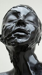 Abstract Black Sculpture of a Human Face