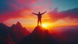 © Damerfie - Silhouette of a Person at Sunset on Mountain Peak