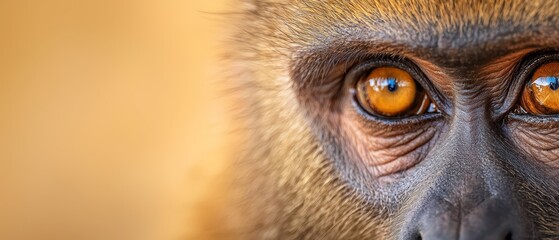 Wall Mural -  A tight shot of a monkey's eye with a blurred background