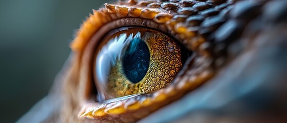 Sticker -  A close-up of a bird's eye with one yellow iris and one blue iris