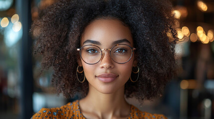 Wall Mural - Young woman with glasses,  smiling.