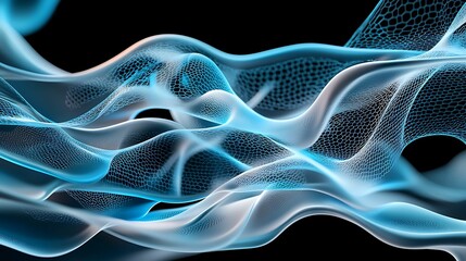 Wall Mural - a fluid, abstract representation of light and waves, showcasing a dynamic interplay of blue and whit
