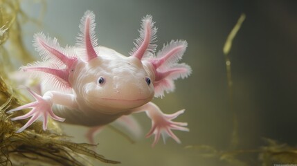 Canvas Print - Albino Axolotl with Feathery Gills