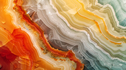 Stunning jasper stone texture features vibrant orange, white, and blue bands with natural patterns