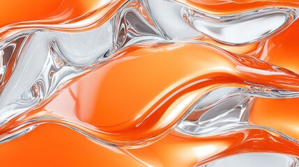   A close-up of an orange on a white background with a wave pattern at the bottom