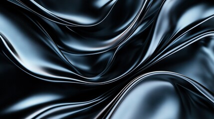 Wall Mural -   Close-up of black and silver fabric with wavy pattern on top and bottom