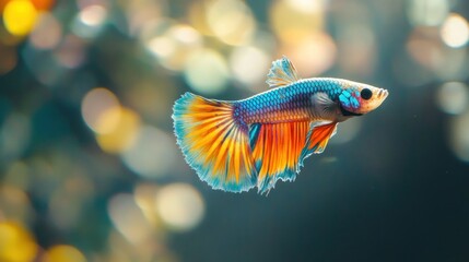 Sticker - Vibrant Betta Fish with Bokeh Background