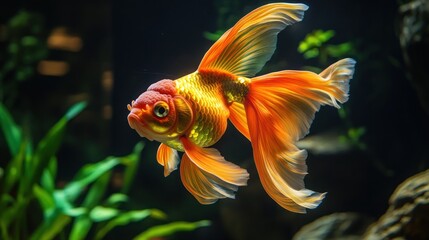 Wall Mural - Vibrant Goldfish in an Aquarium