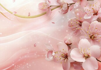 Sticker - Cherry blossoms bloom softly against a pastel pink background in springtime elegance