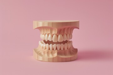 Sticker - A detailed wooden dental model showing teeth with some missing, ideal for educational or demonstration purposes