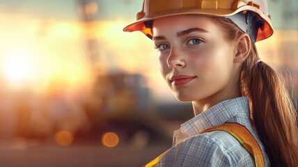 Wall Mural - A woman wearing a hard hat