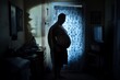 © atar - Overweight man standing in doorway at home, silhouette photo