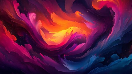 Wall Mural - Abstract Swirling  Pink, Orange, and Blue  Digital Art