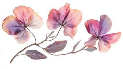 Wall Mural - An image of pressed and dried flowers of viscaria, isolated on a white background, suitable for scrapbooking, floristry