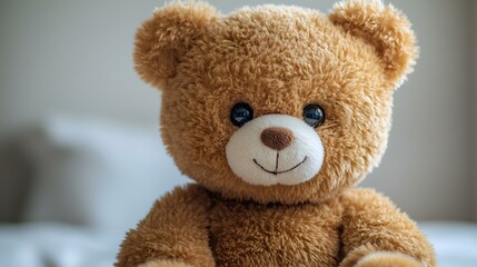 a close up of a teddy bear. 