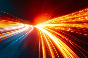 Wall Mural - Abstract light streaks in a long exposure of a highway at night.