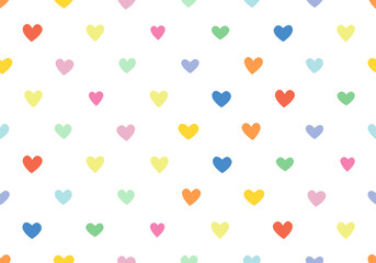 Wall Mural - colourful tossed heart pattern. a pretty vector seamless repeat pattern ideal for valentines fabric,
