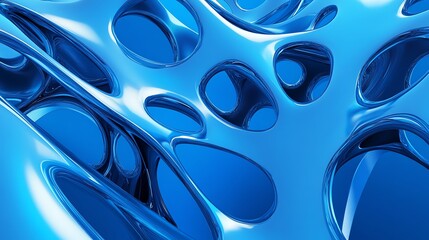 Abstract blue 3D geometric structure with glossy finish.