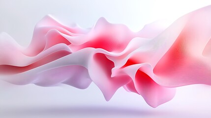 Wall Mural - A soft, flowing abstract design in shades of pink and white, featuring gentle curves and waves that create a sense of motion and depth.