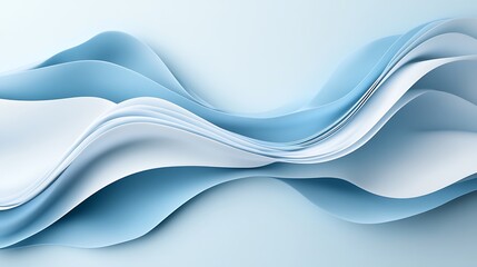 Wall Mural - abstract waves of soft blue and white create a tranquil, fluid design, evoking a sense of calm and s