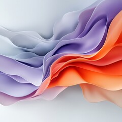 Wall Mural - a flowing abstract design featuring soft, wavy layers in purple, orange, and white, creating a sense