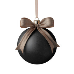 Wall Mural - isolated black christmas ball decoration on transparent background. christmas tree decoration with a