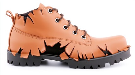 Sticker - A pair of orange boots with a hole in the sole, AI