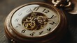 © JK_kyoto - A close-up of a vintage pocket watch showcasing intricate gears and clock hands, reflecting timeless craftsmanship and elegance.