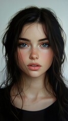 Wall Mural - Beautiful Woman Portrait with Long Hair and Freckles