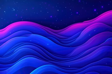 Sticker - Abstract Wavy Blue and Purple Background with Scattered Stars