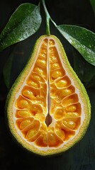 Sticker - Close-up of a Juicy Citrus Fruit with Seeds