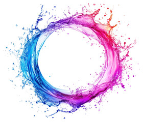 Circle shape liquid splash effect colors art illustration.