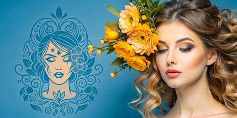 Wall Mural - portrait of a girl with a wreath of flowers