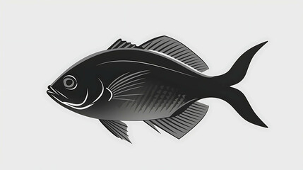 Wall Mural - Silhouette of a black fish.