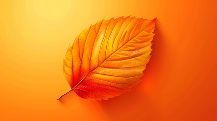 Sticker - Single autumn leaf on orange background.