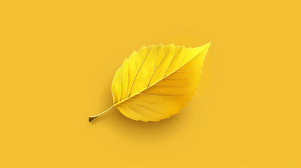 Sticker - Single yellow leaf on a yellow background.