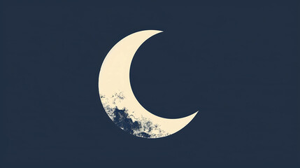 Poster - A white crescent moon against a dark blue background.