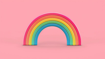 Wall Mural - Rainbow arch on a pink background.