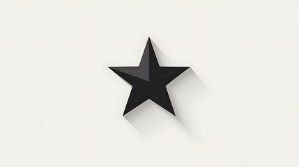 Wall Mural - A single black star with a long shadow on a white background.