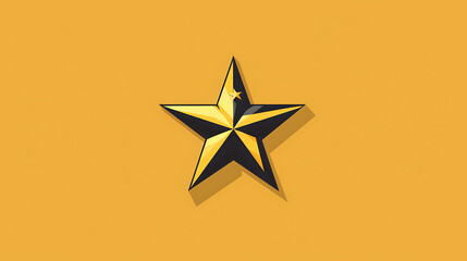 Sticker - A shiny, gold star with black outline on a yellow background.