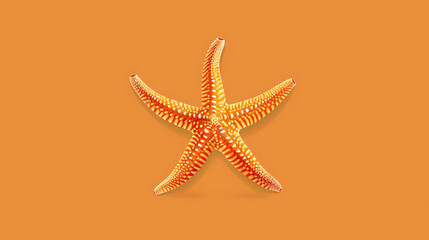 A vibrant orange starfish sits against a bright orange background.