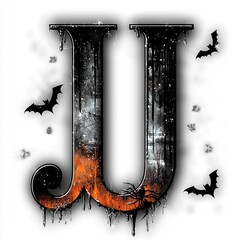 Canvas Print - Halloween Letter J with Bats and Spider