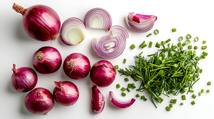 chop red onion, isolated transparent white background