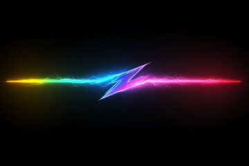 Sticker - Abstract Colorful Lightning Bolt Design on Black Background